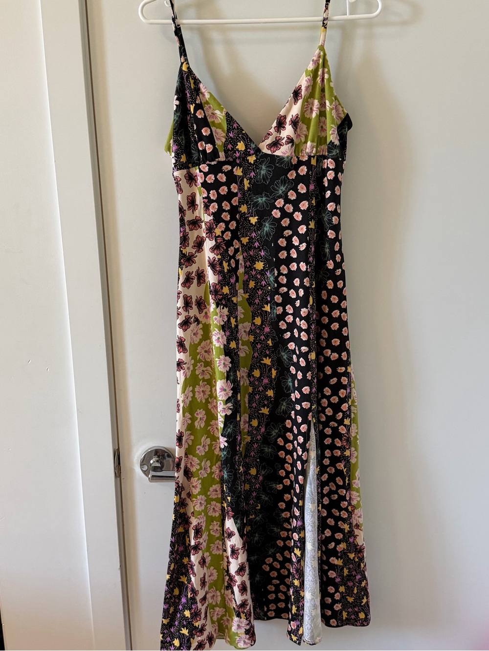 Urban Outfitters Floral Patchwork Slip Dress - Black, Olive, Pink